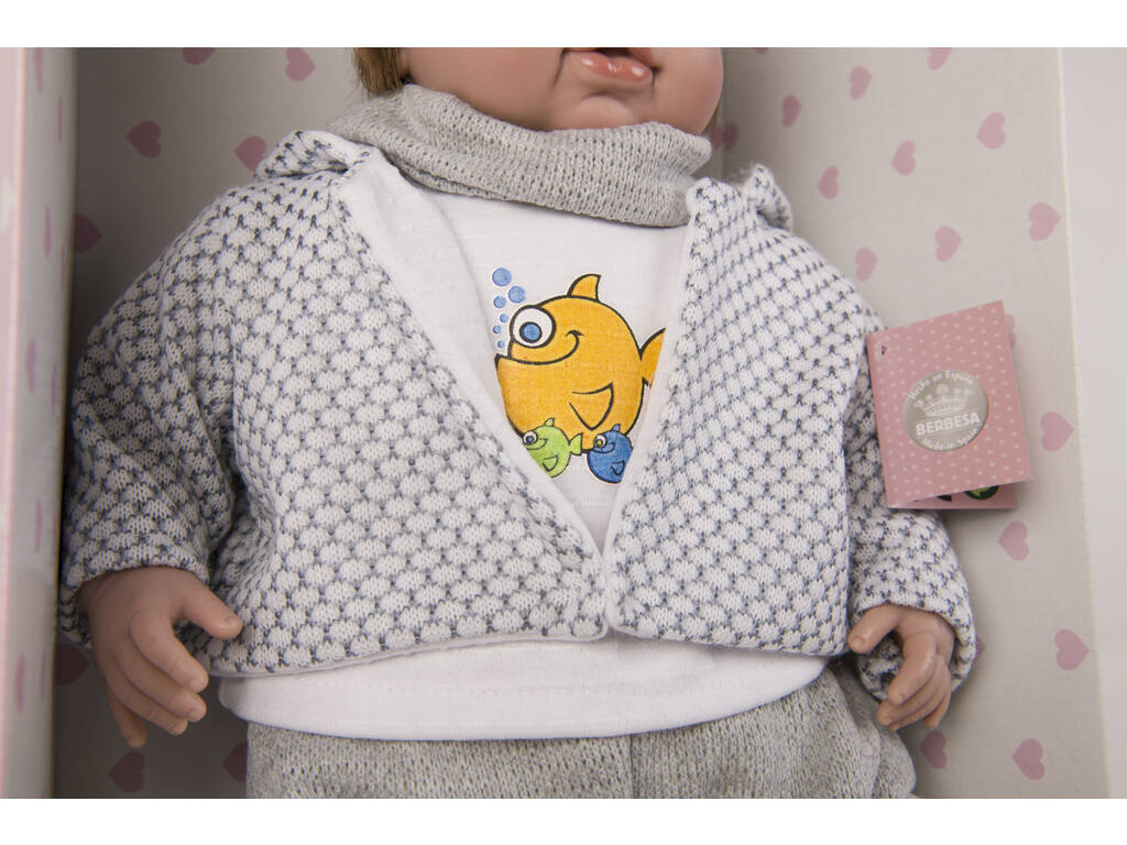 Neugeborene Weinende Saoro Puppe 50 cm. Mit Schal und Jacke Berbesa 5211
