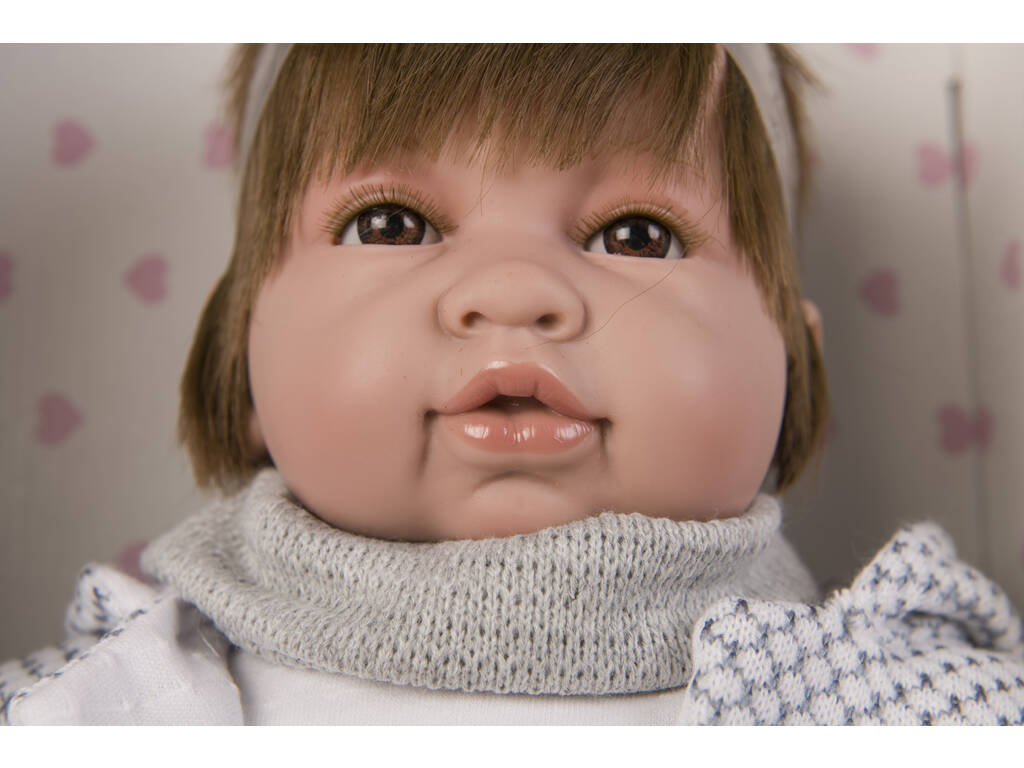 Neugeborene Weinende Saoro Puppe 50 cm. Mit Schal und Jacke Berbesa 5211