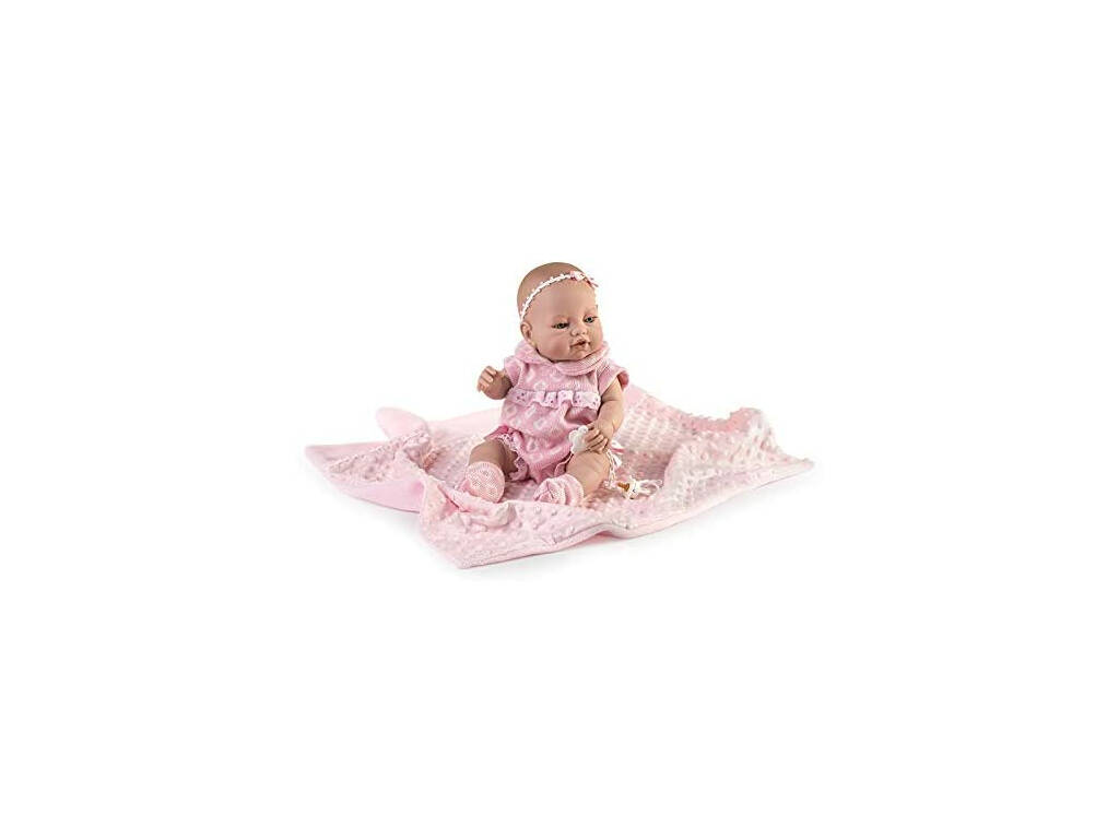 Muñeca Recién Nacida 42 cm. Pelele Rosa y Mantita Berbesa 5116