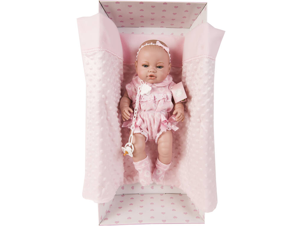 Muñeca Recién Nacida 42 cm. Pelele Rosa y Mantita Berbesa 5116