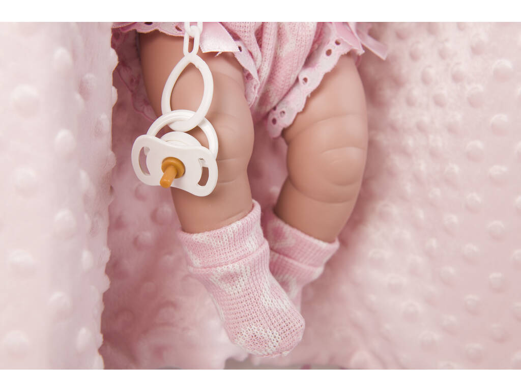 Muñeca Recién Nacida 42 cm. Pelele Rosa y Mantita Berbesa 5116