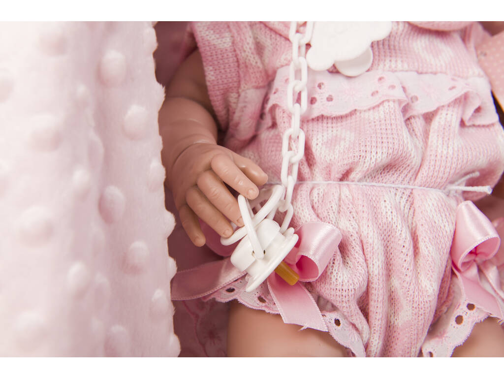 Muñeca Recién Nacida 42 cm. Pelele Rosa y Mantita Berbesa 5116