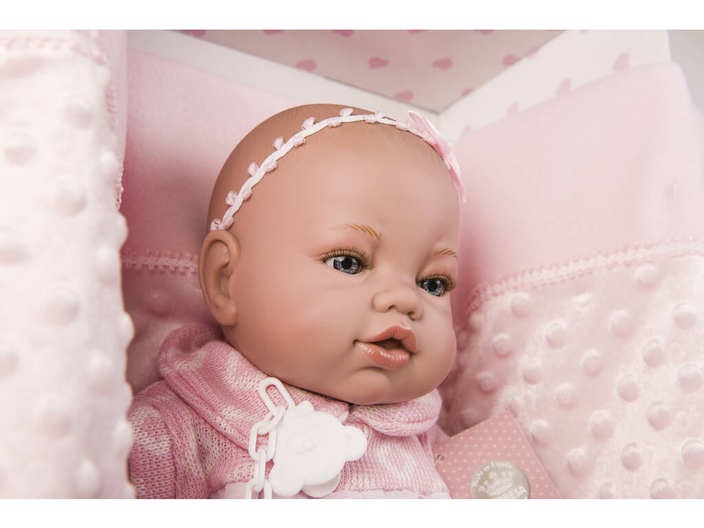 Muñeca Recién Nacida 42 cm. Pelele Rosa y Mantita Berbesa 5116