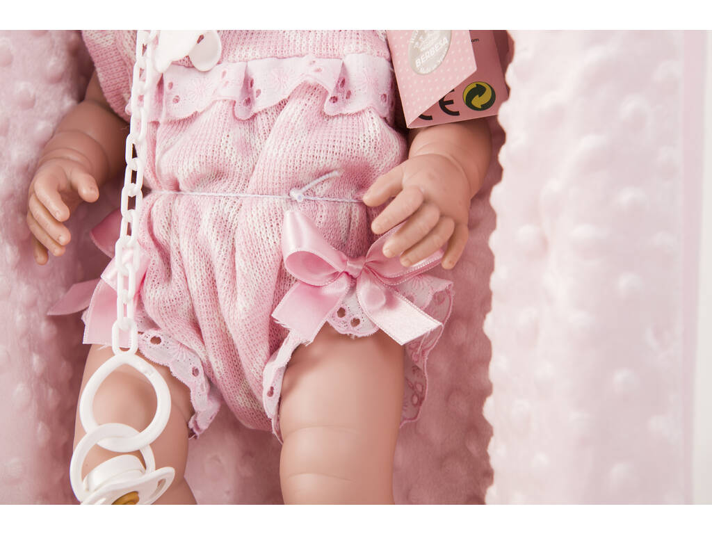Muñeca Recién Nacida 42 cm. Pelele Rosa y Mantita Berbesa 5116