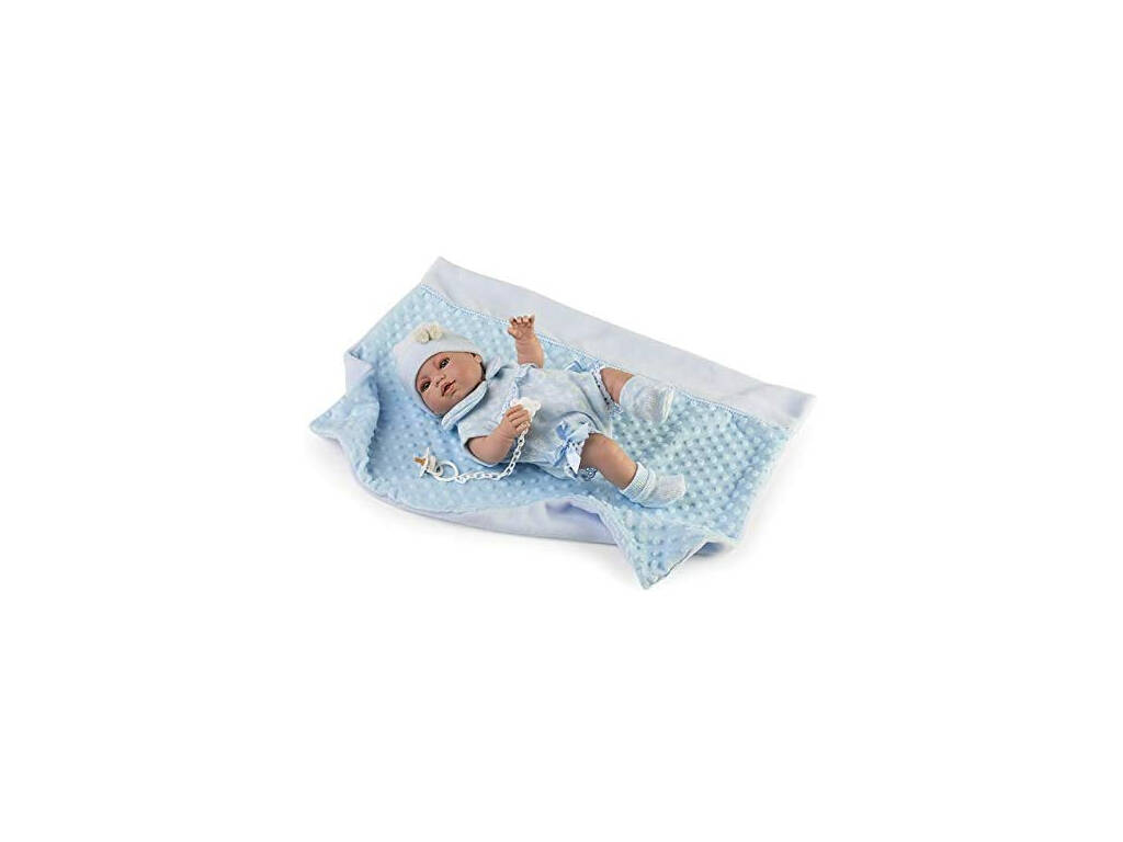 Poupée Nouvelle-née 42 cm. Combinaison Pour Bébé Bleue et Couverture Berbesa 5117