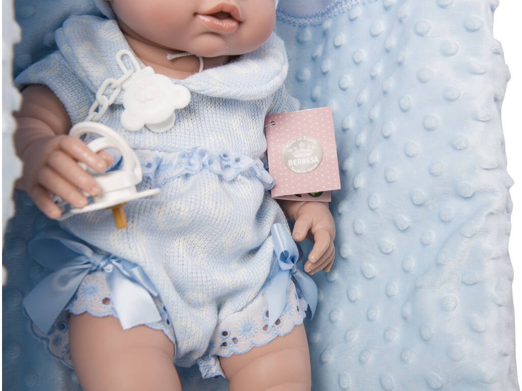 Poupée Nouvelle-née 42 cm. Combinaison Pour Bébé Bleue et Couverture Berbesa 5117