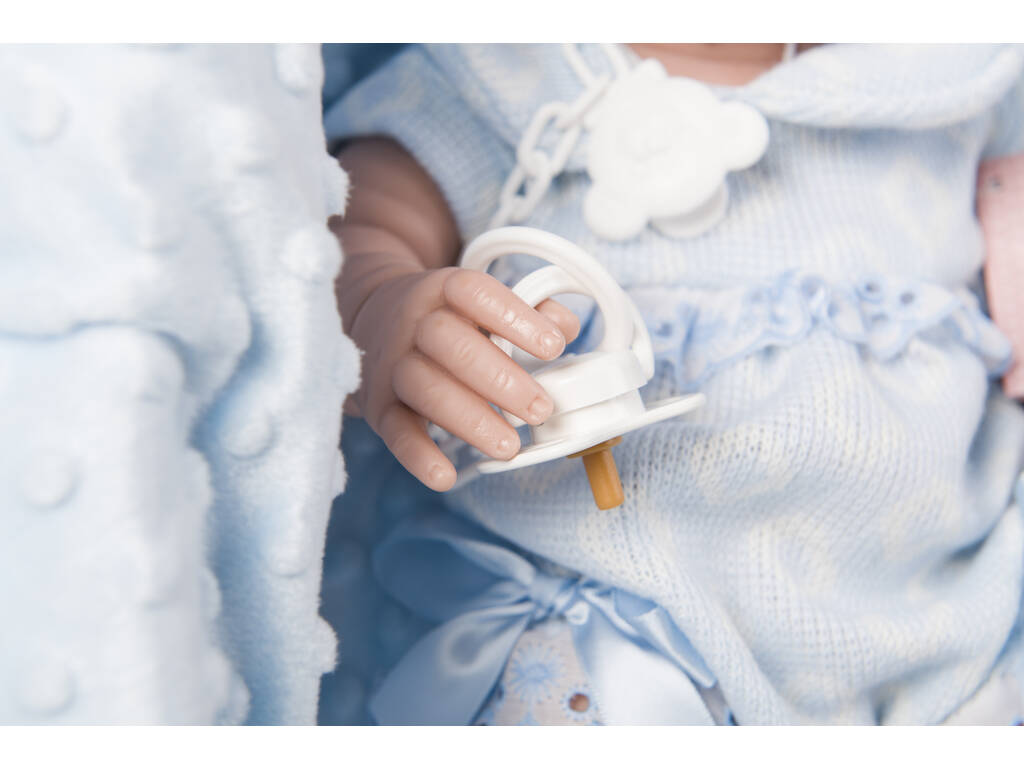 Poupée Nouvelle-née 42 cm. Combinaison Pour Bébé Bleue et Couverture Berbesa 5117