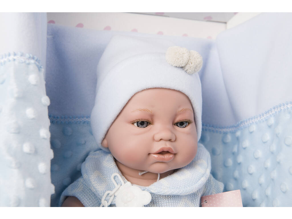 Poupée Nouvelle-née 42 cm. Combinaison Pour Bébé Bleue et Couverture Berbesa 5117