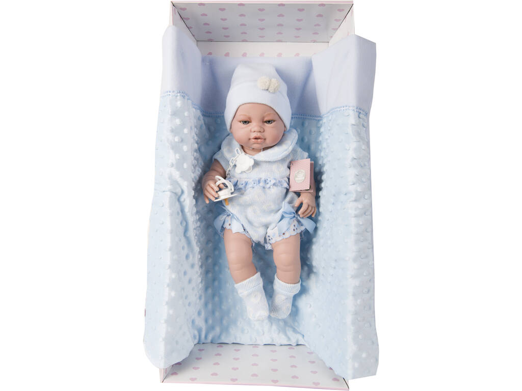 Poupée Nouvelle-née 42 cm. Combinaison Pour Bébé Bleue et Couverture Berbesa 5117