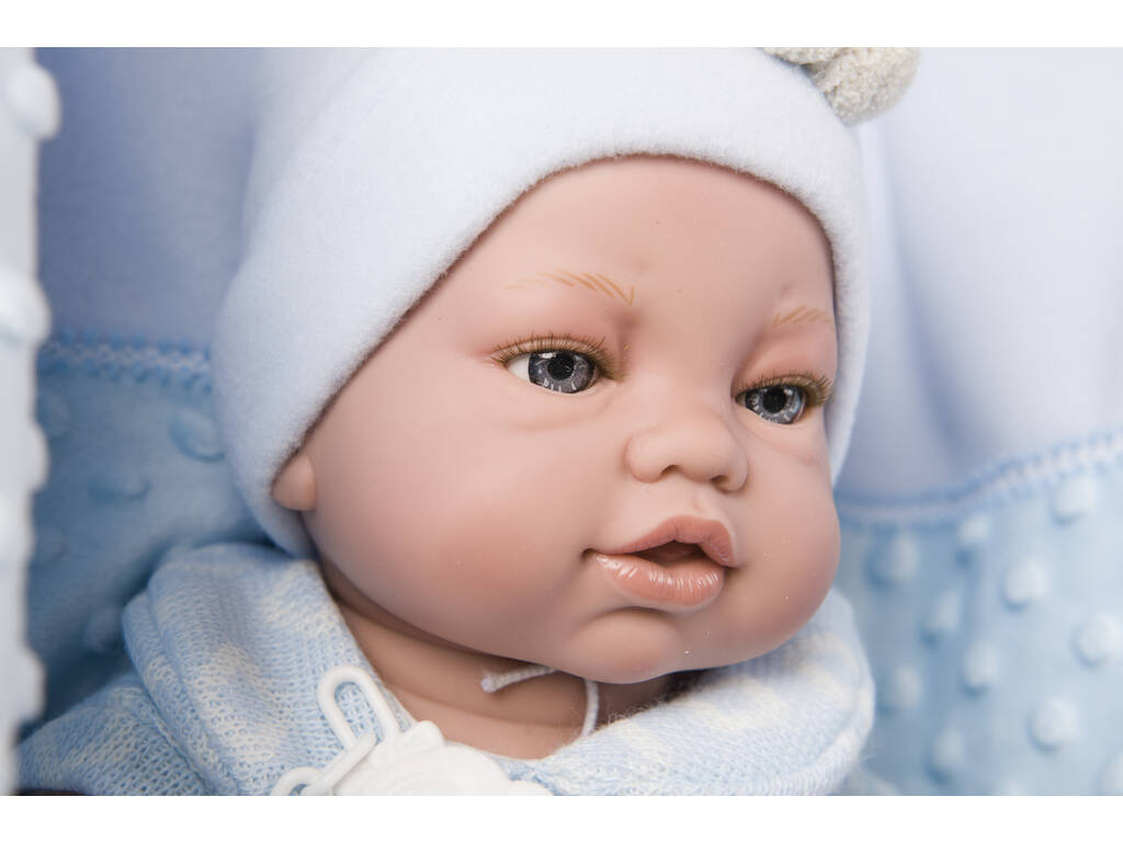 Poupée Nouvelle-née 42 cm. Combinaison Pour Bébé Bleue et Couverture Berbesa 5117