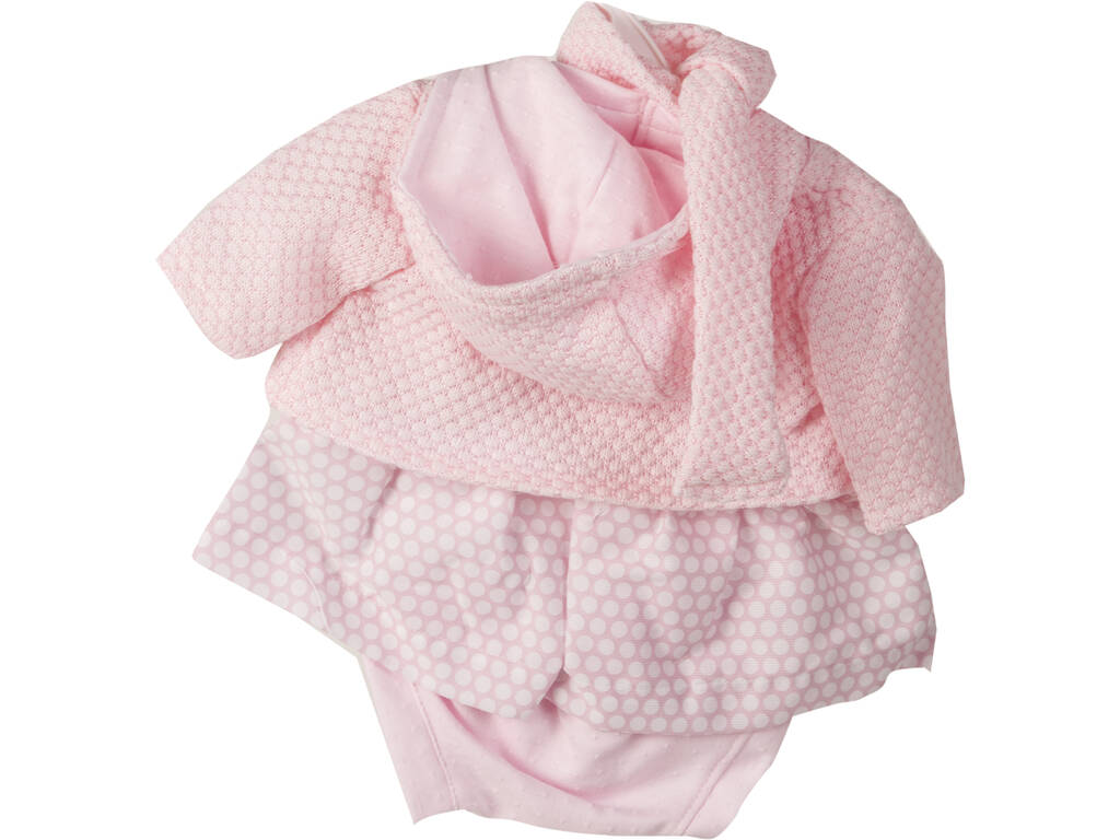 Robe Poupée Nouvelle-née 50 cm. Veste et Écharpe Rose Berbesa T5210