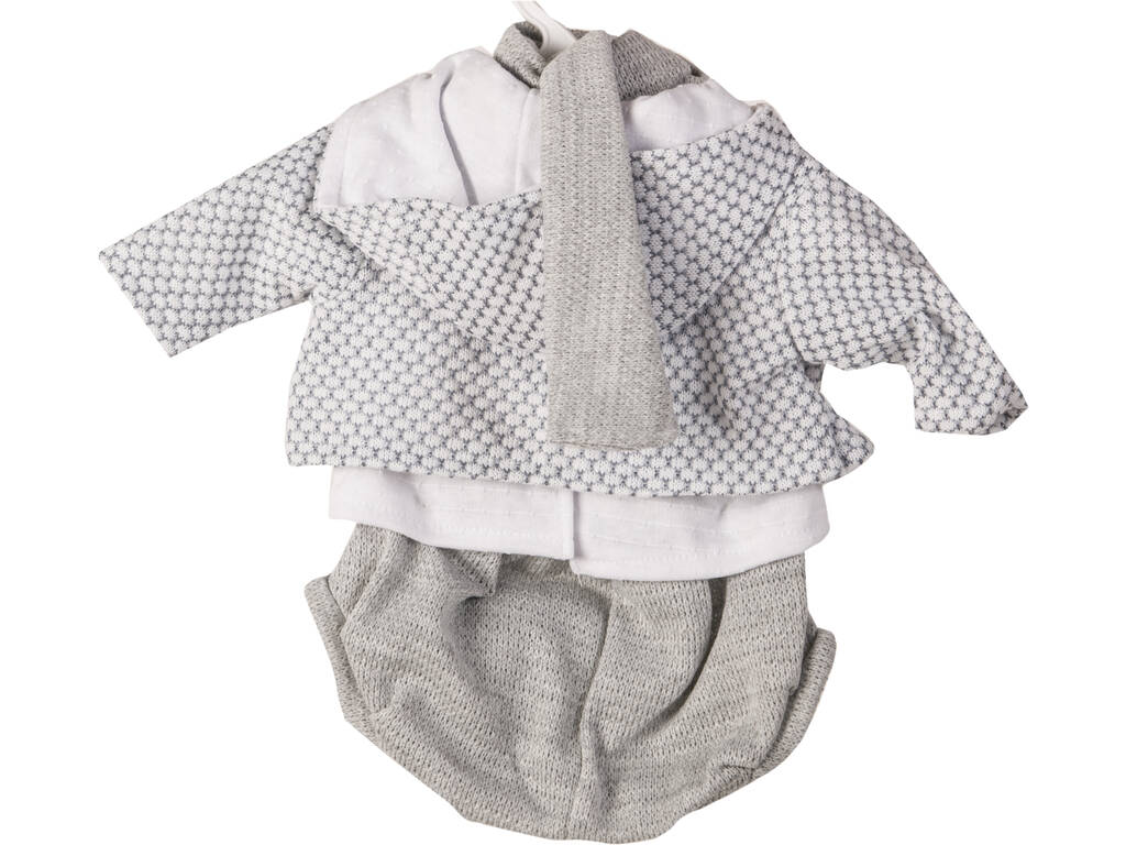 Conjunto Muñeca Recién Nacida 52 cm. Chaqueta y Bufanda Gris Berbesa T5211