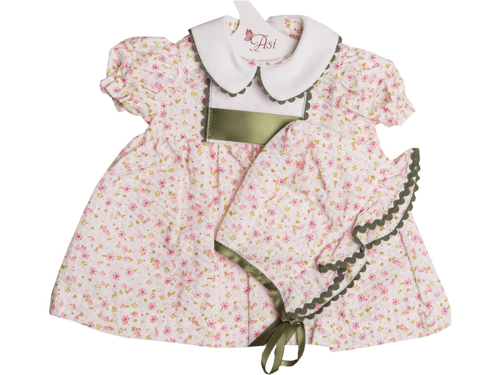 Vestito Bambola 46 cm. Bambula Fiori Rosa Picunela Verde Asivil 3184600