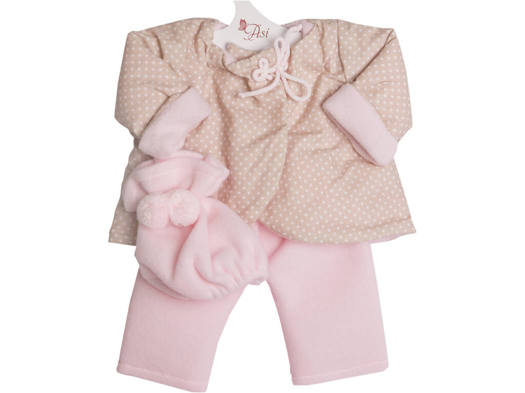 Vestito Bambola 43 cm. Cappotto Riversibile Rosa/Beige Asivil 3364050