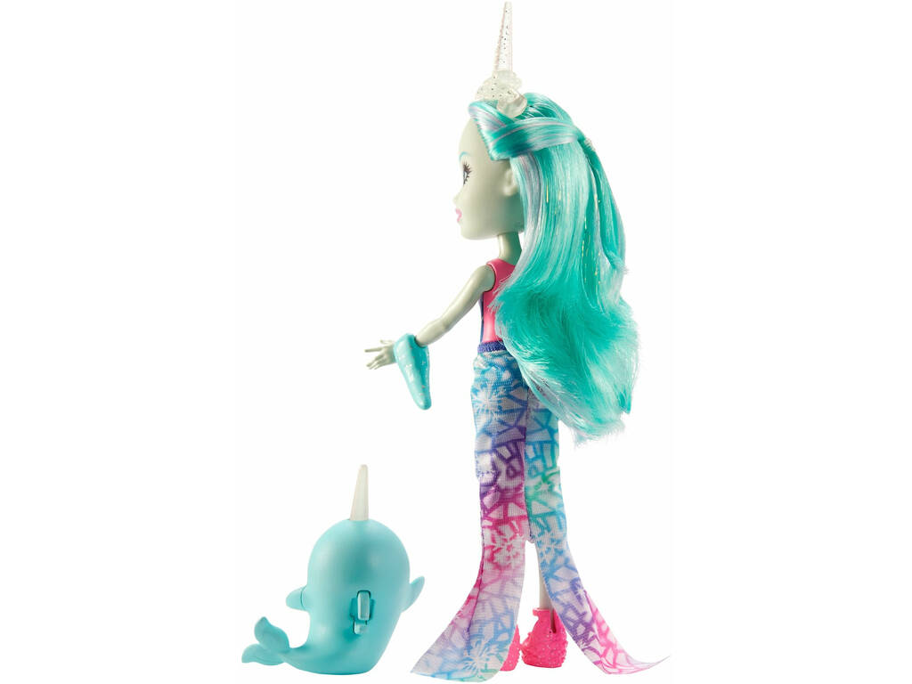 Bambola Enchantimals Naddie Narwhal e spada Mattel GJX41