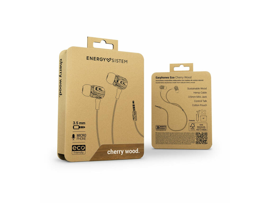 Auriculares Earphones Eco Cherry Wood Energy Sistem 45042