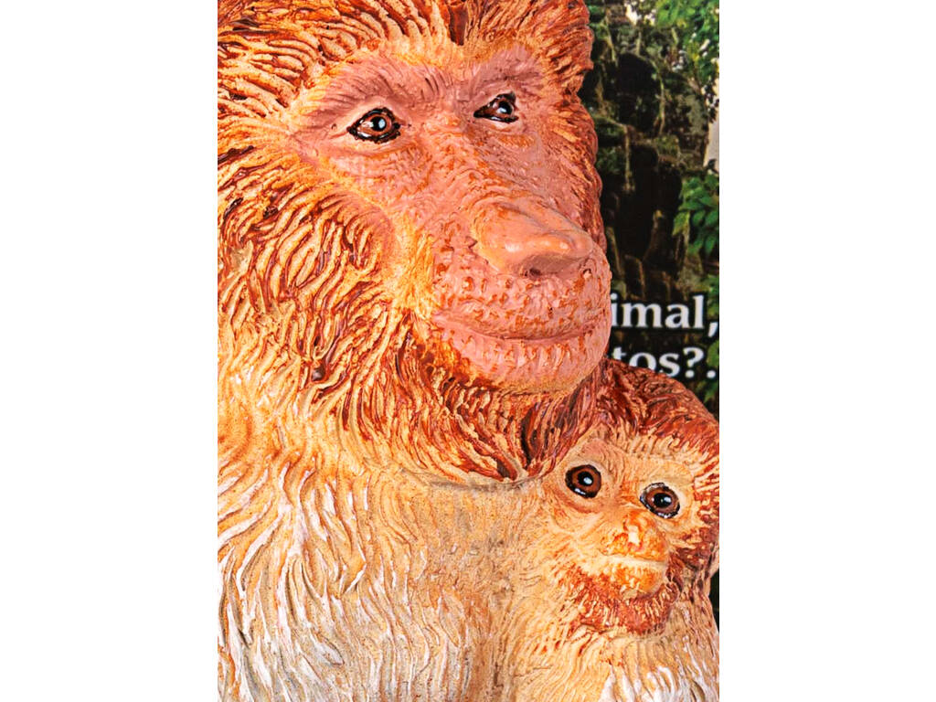 Mundo Animal Figurine Singe avec un Petit Singe 14 cm.