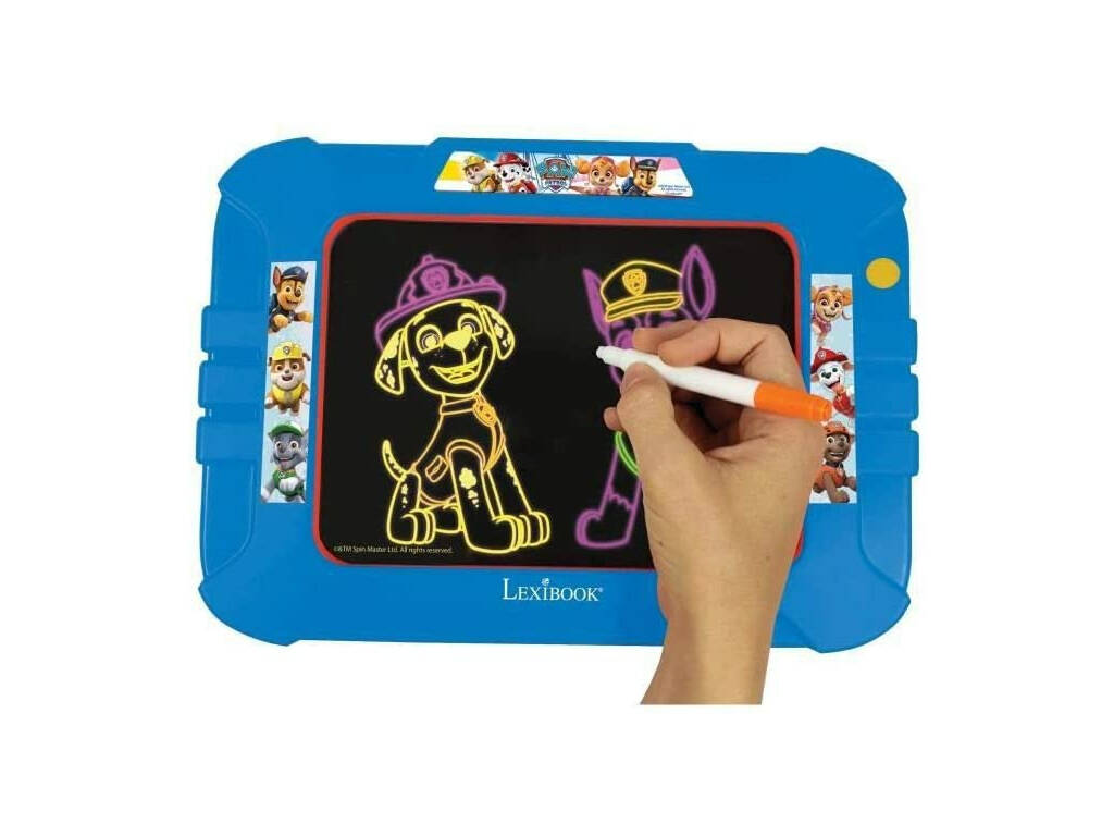 Paw Patrol Paw Patrulla Canina Ardoise lumineuse néon avec marqueurs et pochoirs Lexibook CRNEOPA