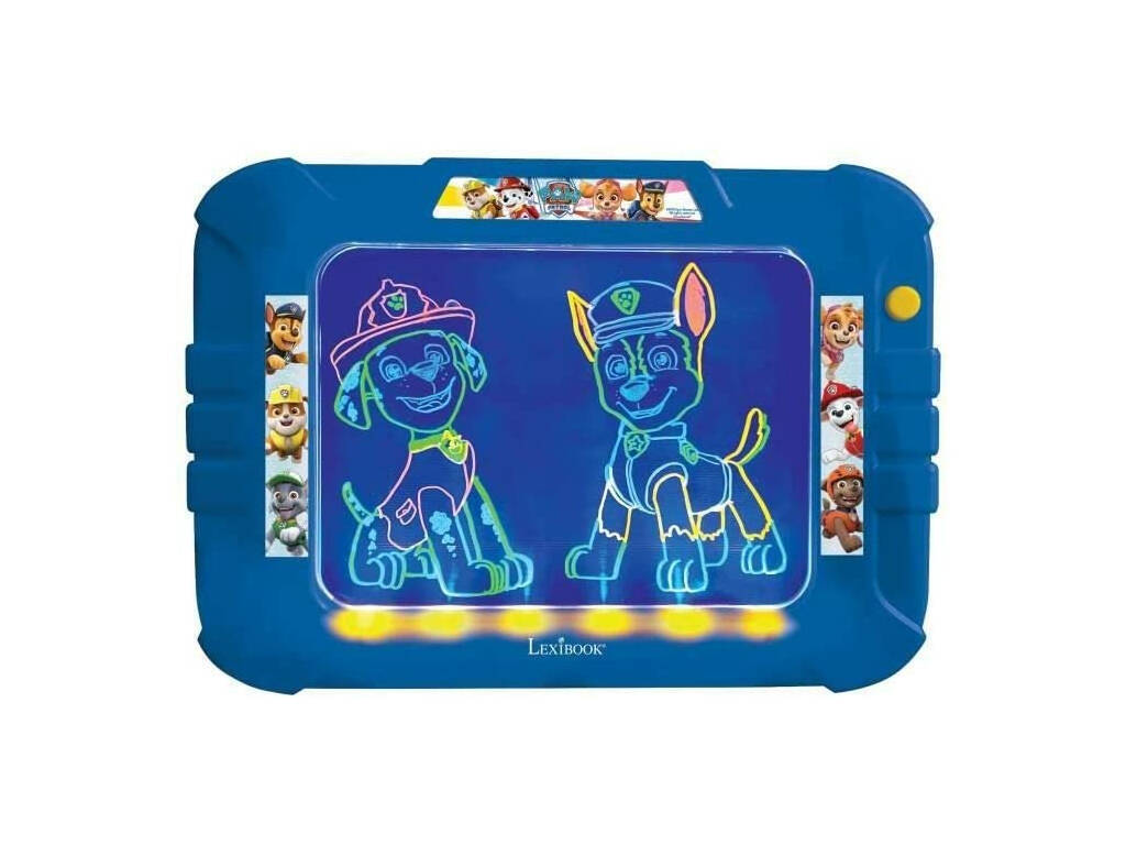 Paw Patrol Paw Patrulla Canina Ardoise lumineuse néon avec marqueurs et pochoirs Lexibook CRNEOPA