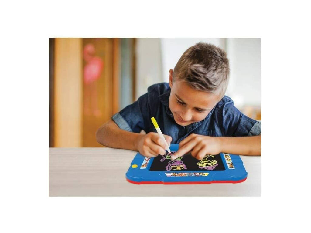 Paw Patrol Paw Patrulla Canina Ardoise lumineuse néon avec marqueurs et pochoirs Lexibook CRNEOPA