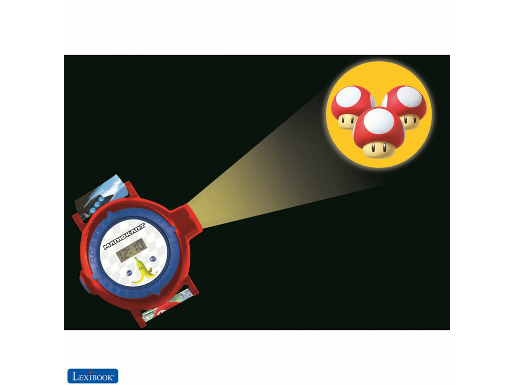 Super Mario Orologio Proiettore Digitale con 20 Poriezioni Lexibook DMW050NI