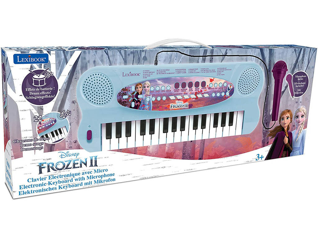 Frozen Clavier Musical 32 Touches avec Microphone et Câble Auxiliare Lexibook K703FZ