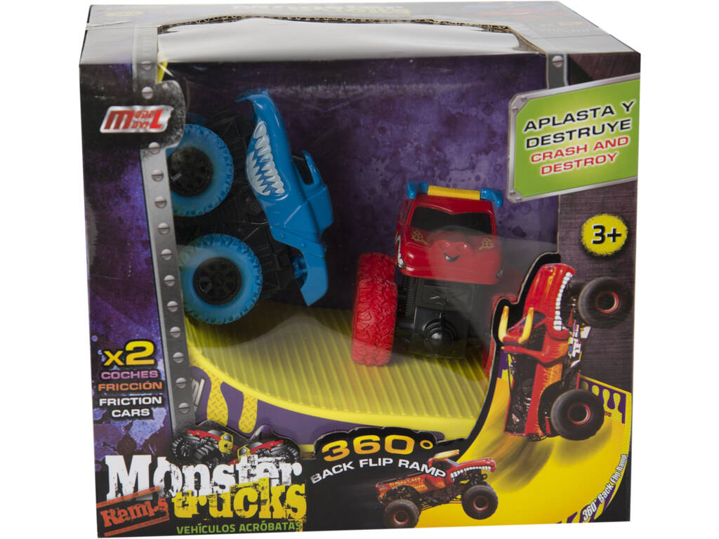 Monster Truck Veicoli Acrobatici con Rampa Blu e Rosso