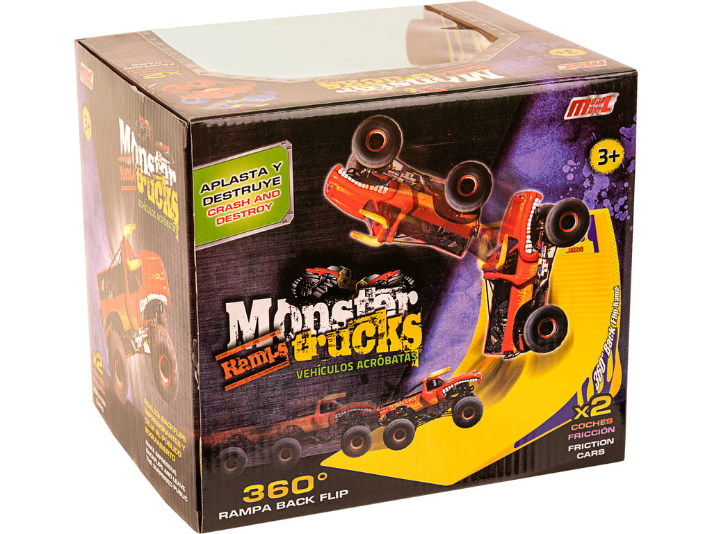 Monster Truck Veicoli Acrobatici con Rampa Rosso e Blu