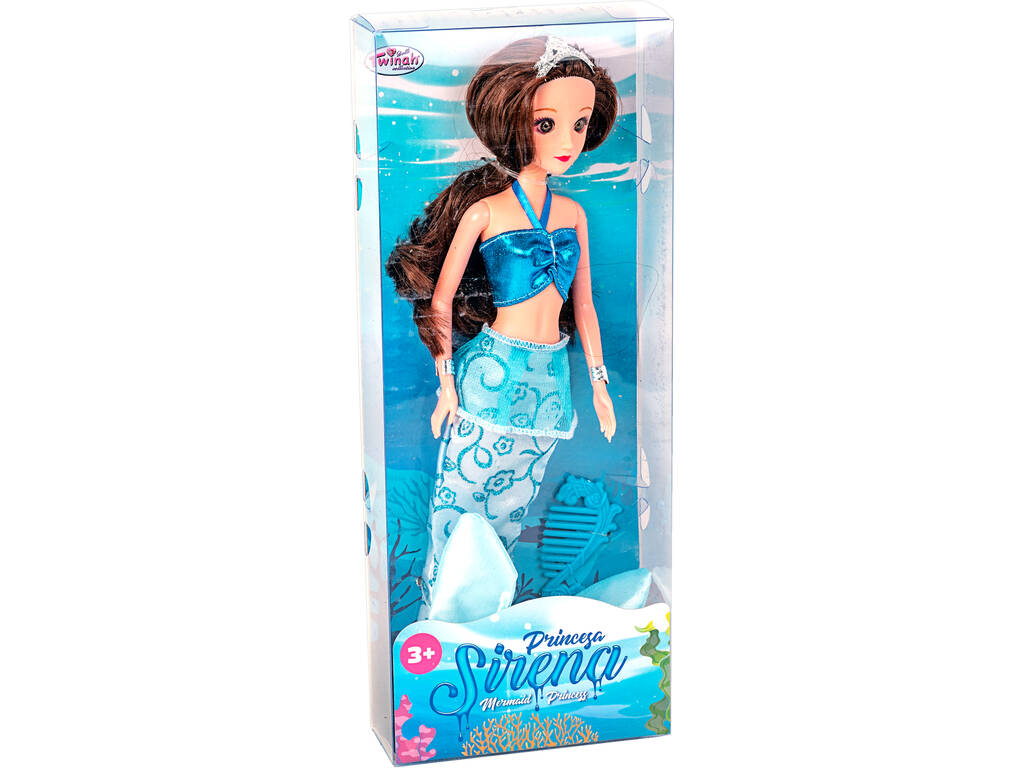 Poupée Sirène 30 cm. Bleue