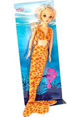 Bambola Sirena 30 cm. Giallo e Rosso