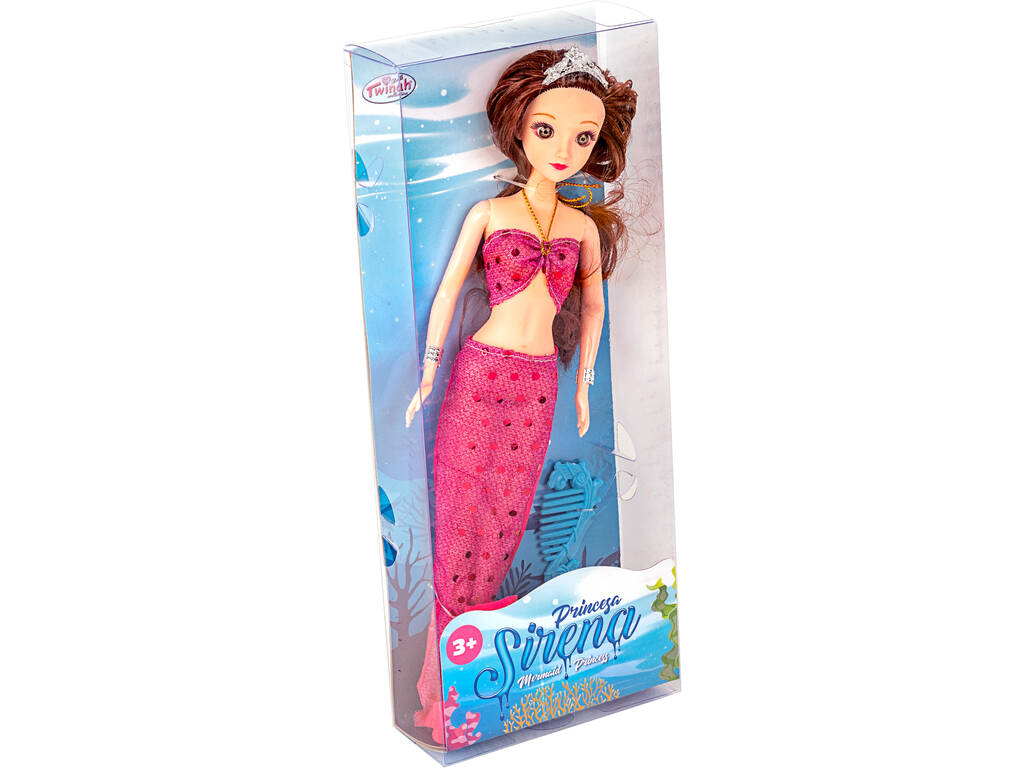 Poupée Sirène 30 cm. Pois Roses