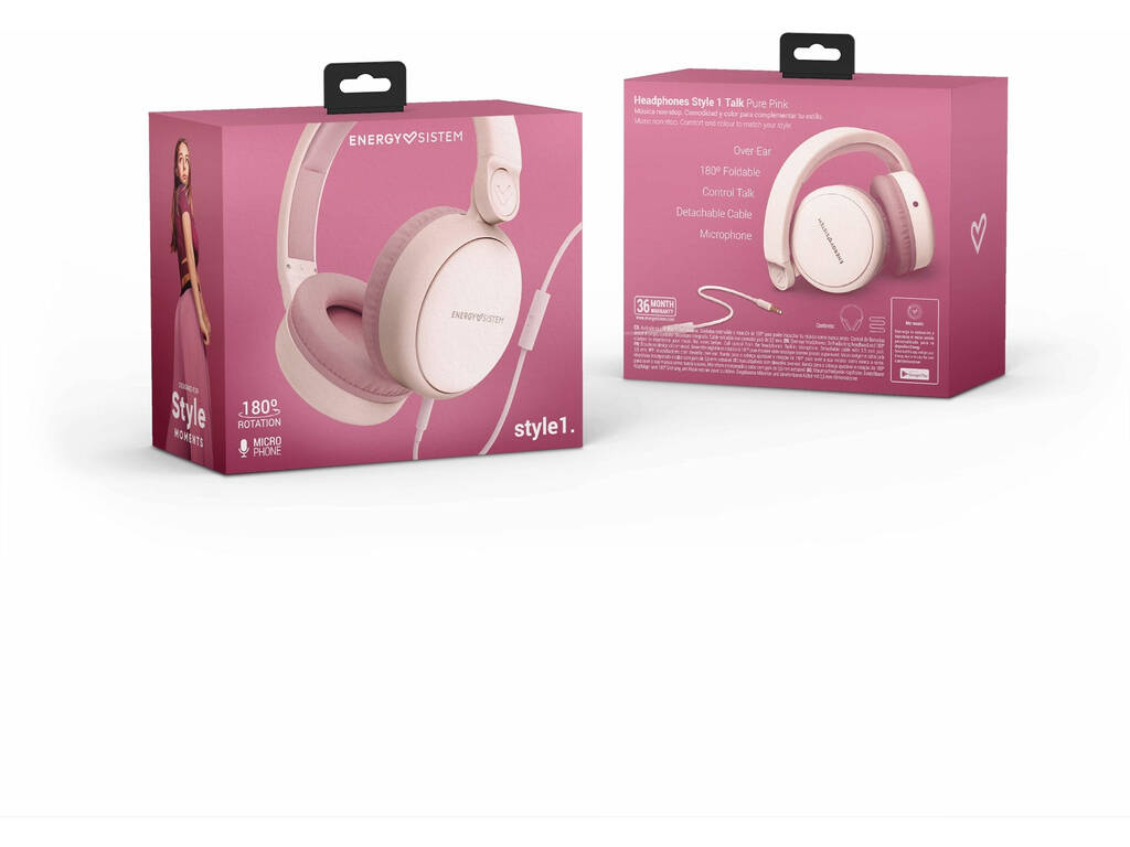Écouteurs Headphones Style 1 Talk Pure Pink Energy Sistem 44884
