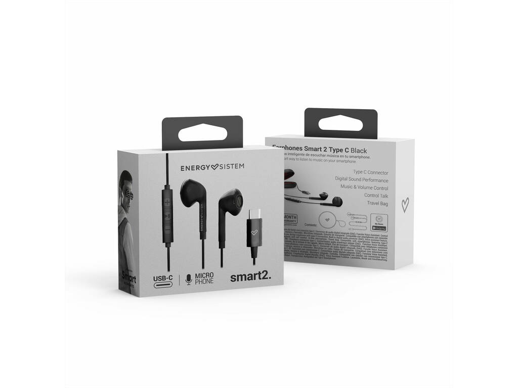 Auscultadores Earphones Smart 2 Type C Black Energy Sistem 44898