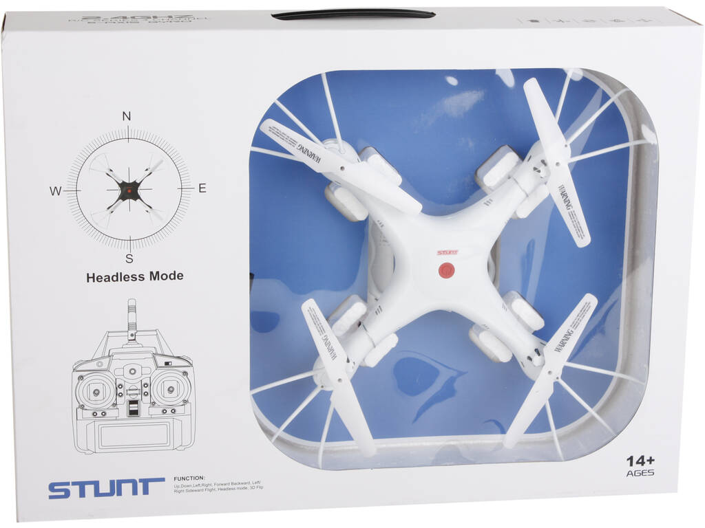 Drone Stunt Télécommandé Blanc 2.4GHZ 4x32x32 cm.