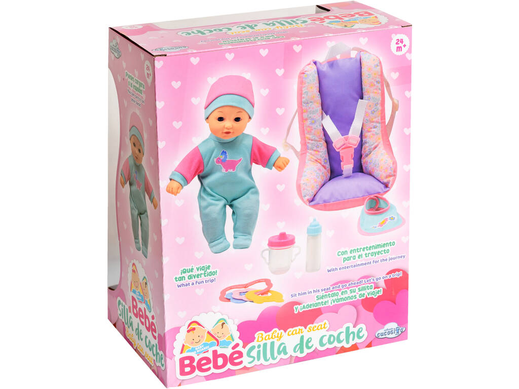 Bambola 25 cm. con Seggiolino Auto e Accessori