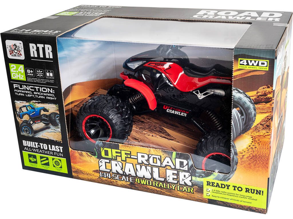 Radio Comando 1:14 Quad Crawler Rosso Batteria 7.2 v