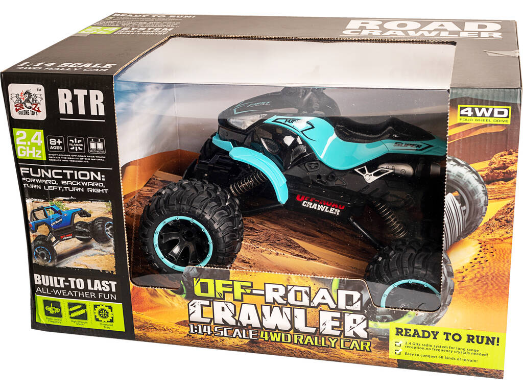 Radio Comando 1:14 Quad Crawler Blu Batteria 7.2V