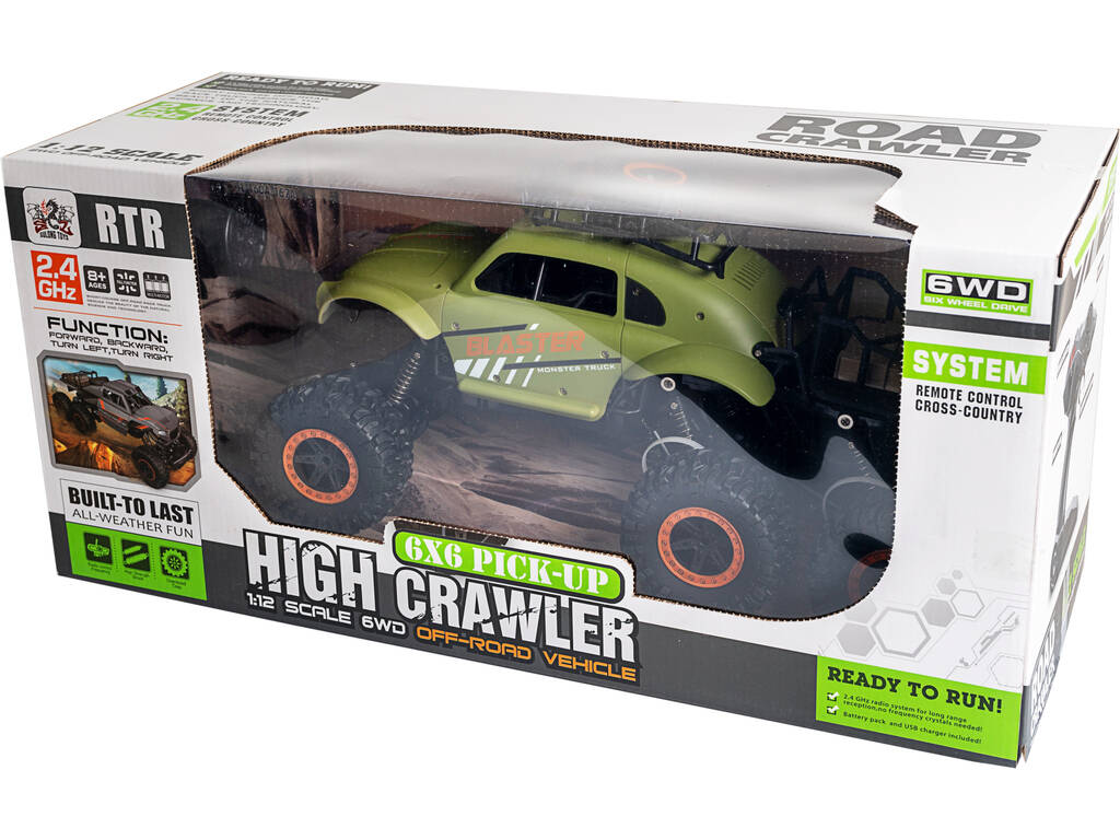 Radio Comando 1:12 High Crawler Blaster 6 Ruote Verde