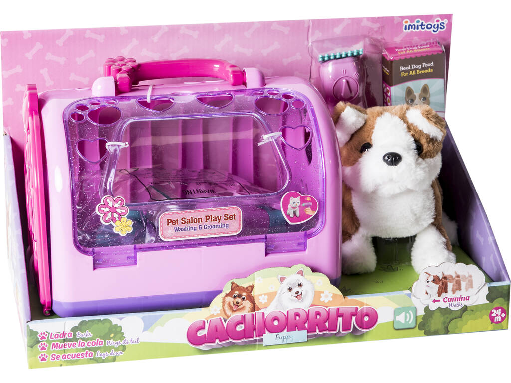 Chien Marcheur avec Cage Rose et des Accessoires