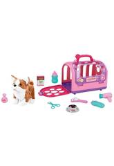 Chien Marcheur avec Cage Rose et des Accessoires