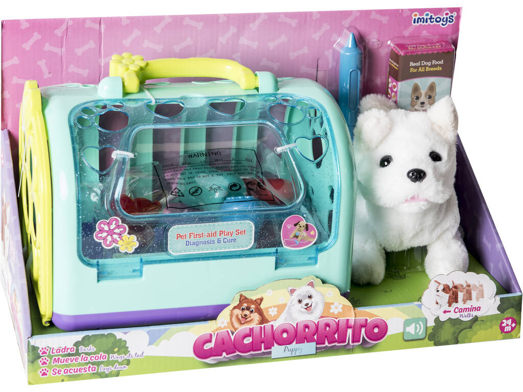 Chiot Marcheur avec Cage Bleue et des Accessoires
