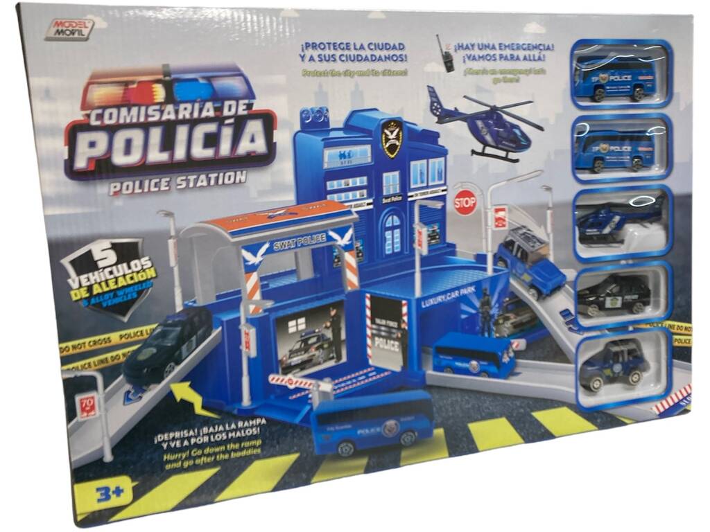 Poste de Police avec 5 Véhicules Die Cast