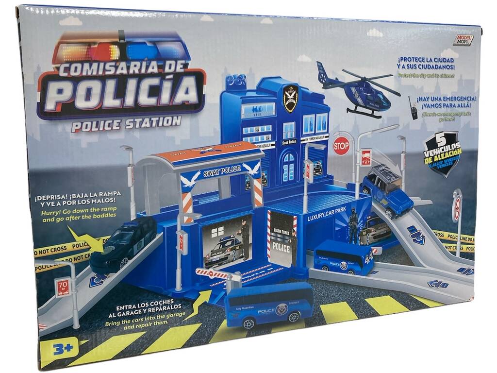 Poste de Police avec 5 Véhicules Die Cast
