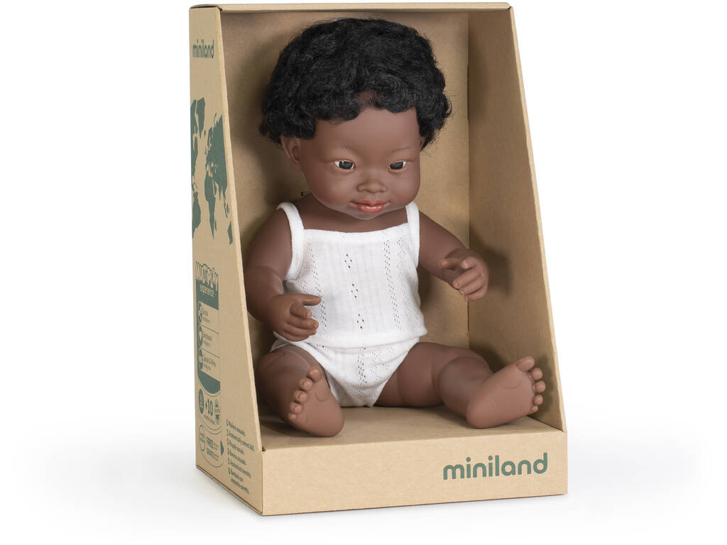 Poupée Baby Syndrome de Down Africainne 38 cm. Miniland 31175