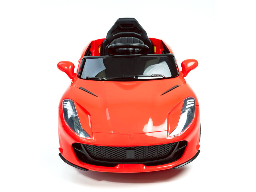 Voiture de Sport à Batterie et Télécommandée Rouge avec Lumières et Musique 6V. Télécommandé