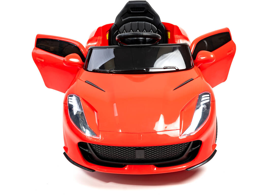 Voiture de Sport à Batterie et Télécommandée Rouge avec Lumières et Musique 6V. Télécommandé