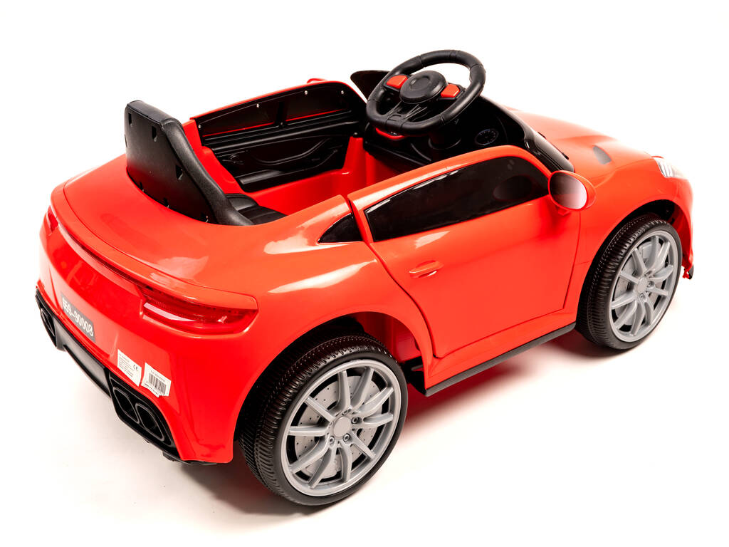 Voiture de Sport à Batterie et Télécommandée Rouge avec Lumières et Musique 6V. Télécommandé