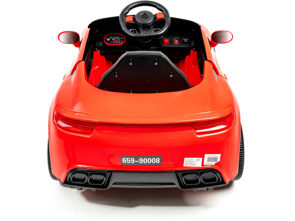 Voiture de Sport à Batterie et Télécommandée Rouge avec Lumières et Musique 6V. Télécommandé