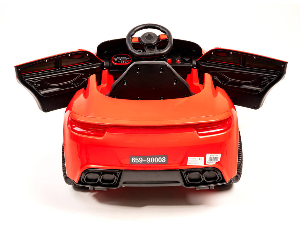 Voiture de Sport à Batterie et Télécommandée Rouge avec Lumières et Musique 6V. Télécommandé