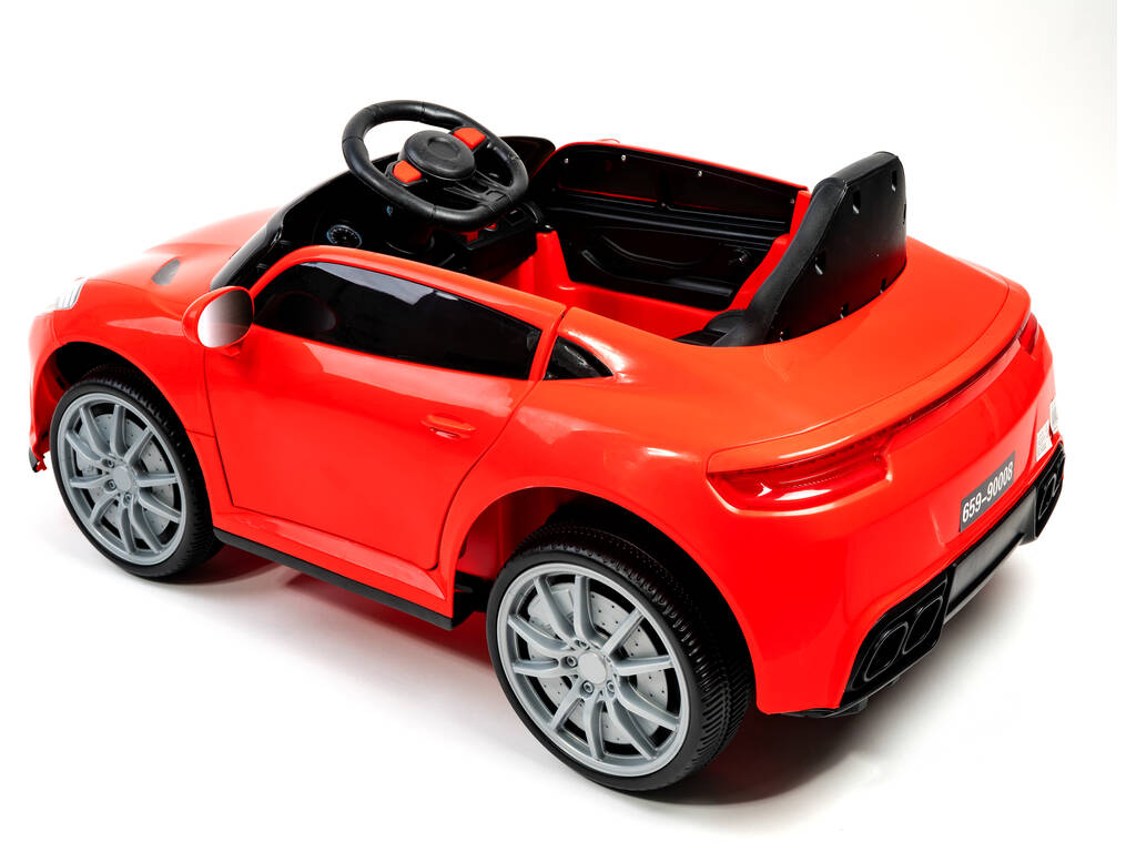Voiture de Sport à Batterie et Télécommandée Rouge avec Lumières et Musique 6V. Télécommandé